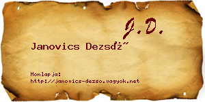 Janovics Dezső névjegykártya